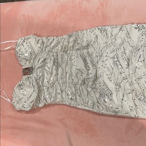 White and silver mini dress